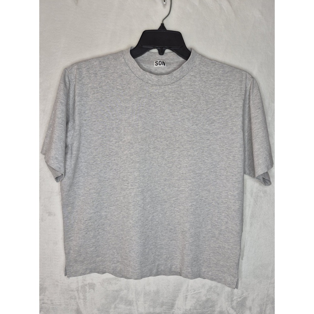 Son Of A Tailor Heather Grey Supima Cotton T-Shirt Boxy Cropped Mens 23x23